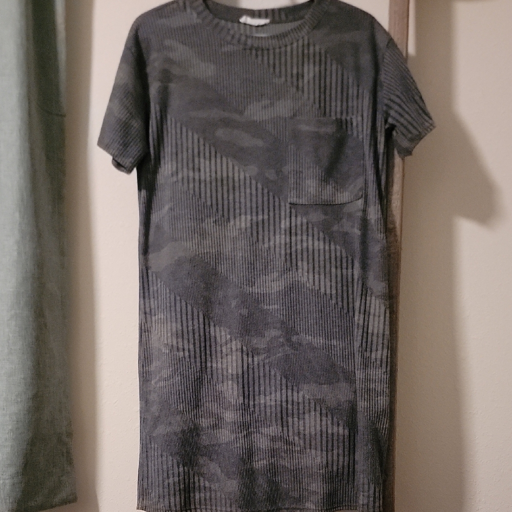First Love Green Ribbed Mini Dress Crew Neck Short Sleeve